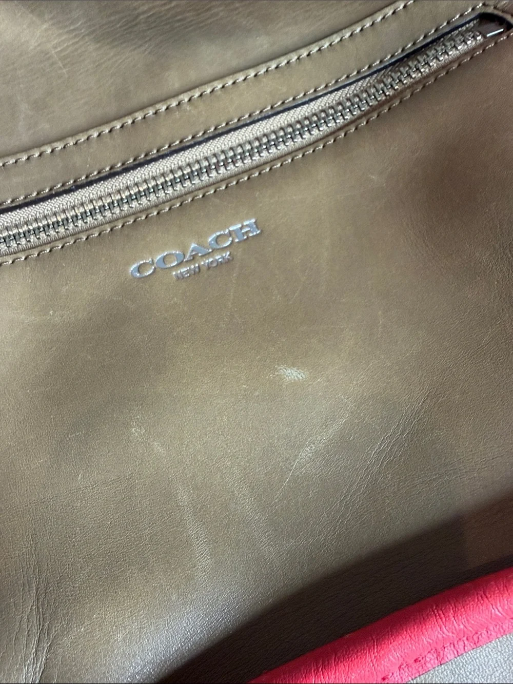 Coach Beige and Pink Trim Crossbody Bag